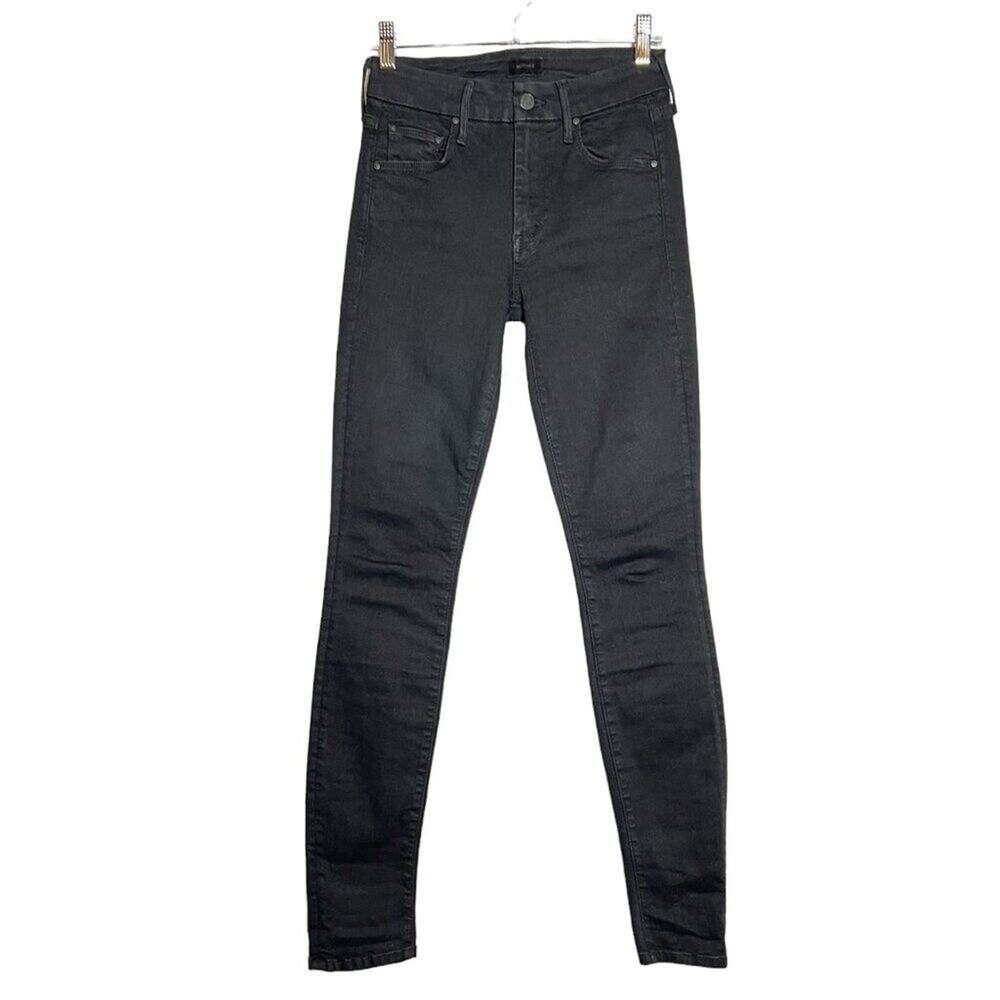 Mother Looker Skinny Jeans 24x30 Black Stretch Denim High Rise USA Made